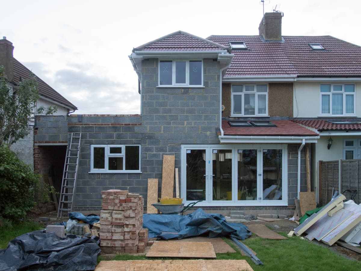 Rear house extension under construction