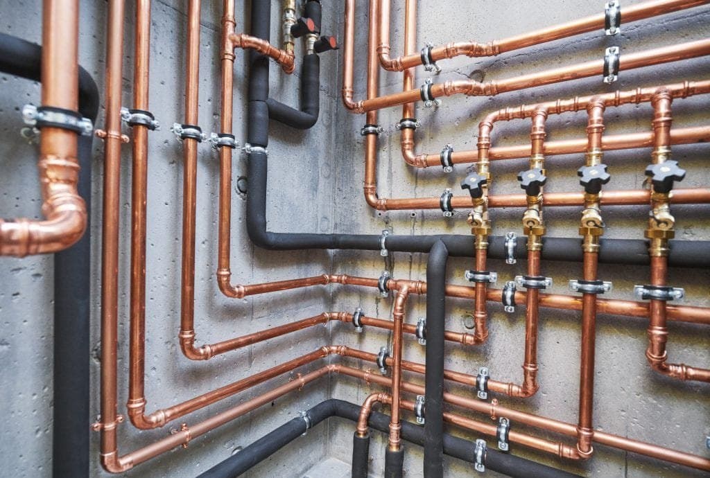 Copper gas pipework with isolation valves